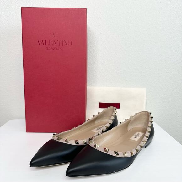 VALENTINO GARAVANI Rockstud leather pointed toe flats 37.5 - Picture 12 of 12